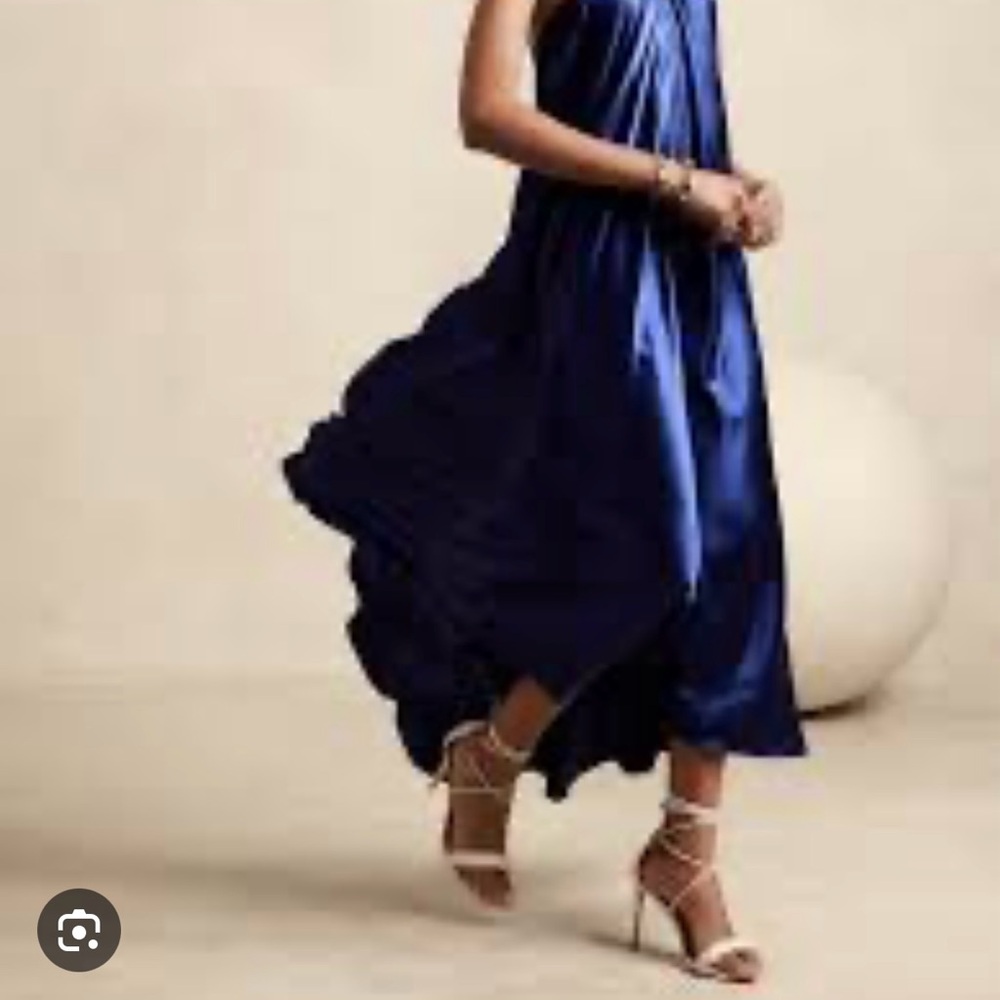 Elegant Blue Satin Dress